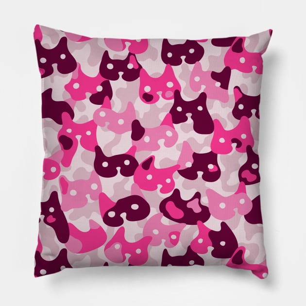 Ghostly camouflaging cats are watching you in pink Pillow by runcatrun