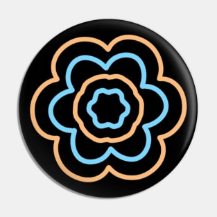 Orange and light blue flower Pin