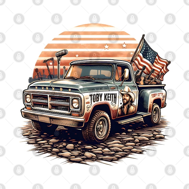 Vintage pickup truck adorned with Toby Keith by StyleTops