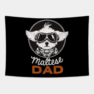 Maltese Dad Vintage Dog Owner Retro Dog Father Tapestry