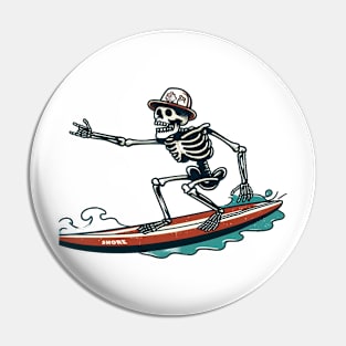 Surfing Skeleton Pin