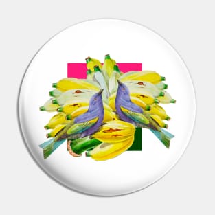 Lilac bird with bananas Pin