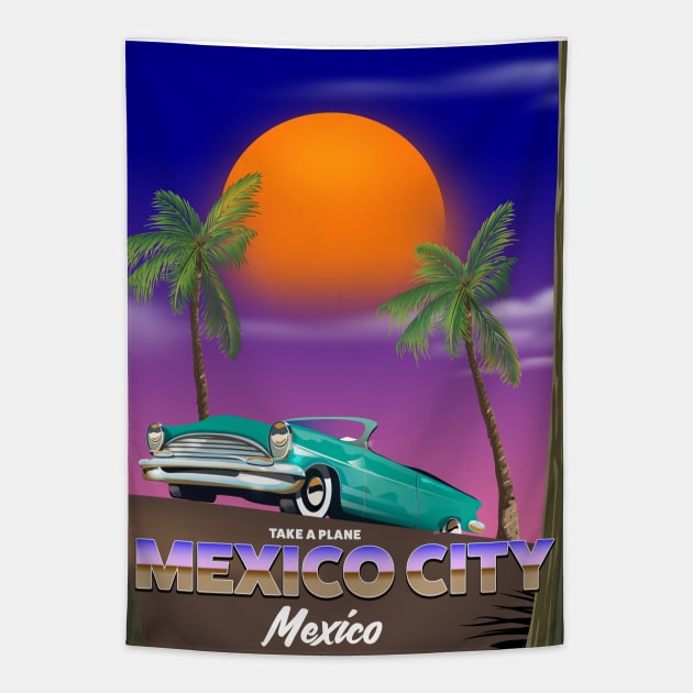 Mexico City Vintage travel poster Tapestry by nickemporium1