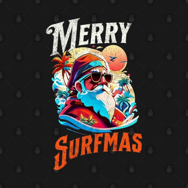 Merry Surfmas, Santa Waving, Christmas, Surf Gift, Santa Gift by Customo