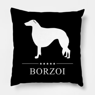 Borzoi Dog White Silhouette Pillow