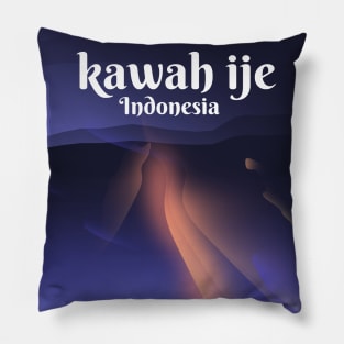 Kawah ije Indonesia travel poster Pillow