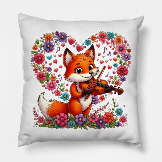 Renard violoniste Pillow by YuYu