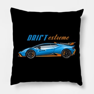 Drift blue Sports Cars Pillow
