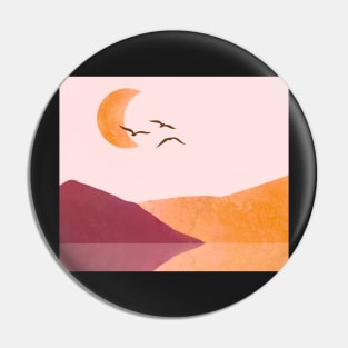 Modern minimalistic landscape with birds Pin