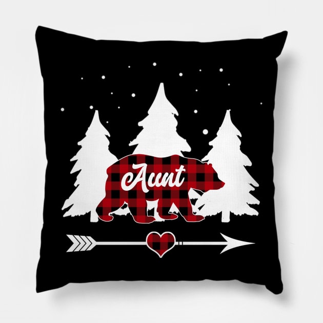 Aunt Bear Buffalo Red Plaid Matching Family Christmas Pillow by Soema