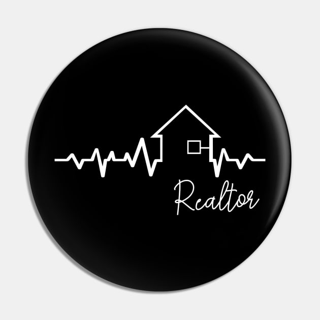 Realtor - Heartbeat Real Estate ECG Silhouette Pin by Lumio Gifts