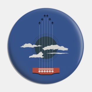 Music Guitar with Planes Aviation Design Pin