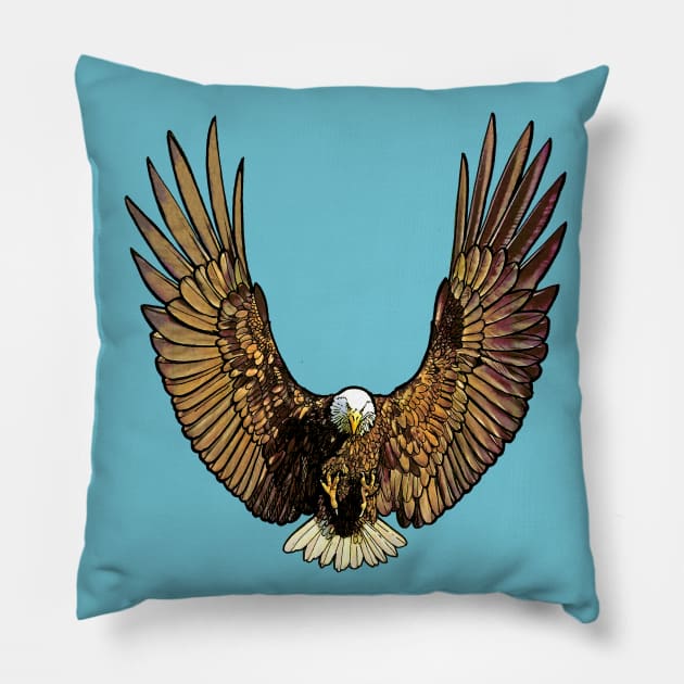 American Bald Eagle Pillow by AlcantaraArt