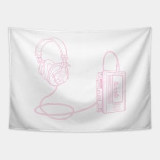 Portable Tape Player (Light Pink Lines) Analog / Music Tapestry