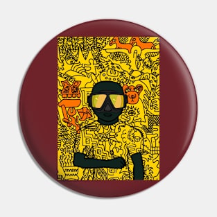 Unique MaleMask Digital Collectible "Nomad" with BasicEye Color and DarkSkin on TeePublic Pin