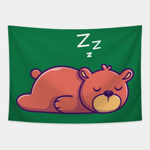 Cute Teddy Bear Sleeping Cartoon Tapestry by Catalyst Labs