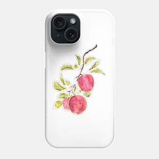 red apple watercolor painting Phone Case