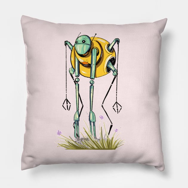 March of robots 4 Pillow by Annada Menon