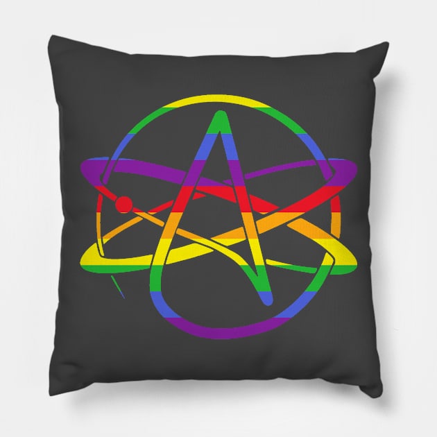 Atheist Atom Gay Pride Pillow by Mellowdellow
