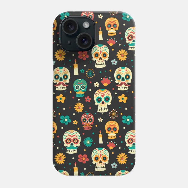 Sugar Skull Pattern Phone Case by aquariart