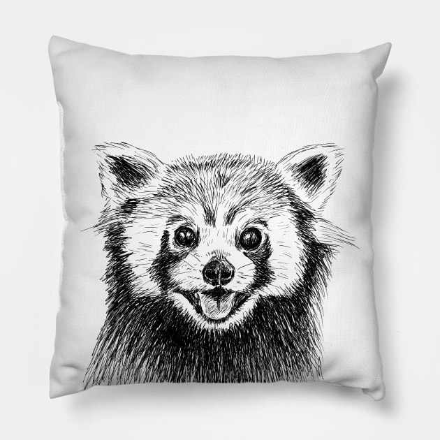 Red Panda Print Pillow by rachelsfinelines