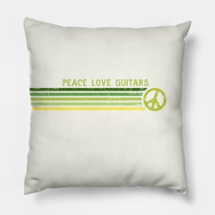 PEACE LOVE GUITARS Retro Green Stripes Pillow