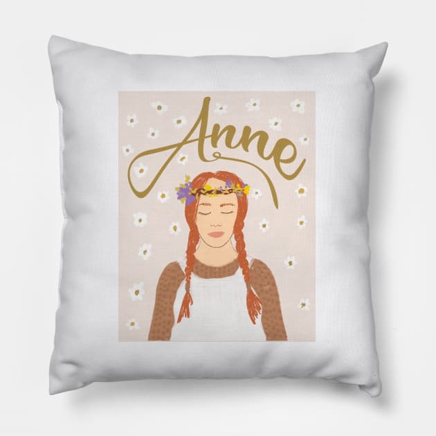 Anne with an E, ,Ae of Green Gables portrait Pillow by FreckledBliss