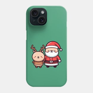 Kawaii Santa and reindeer Phone Case