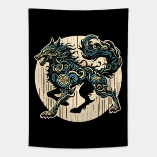 Wolf ghost abstraction Tapestry