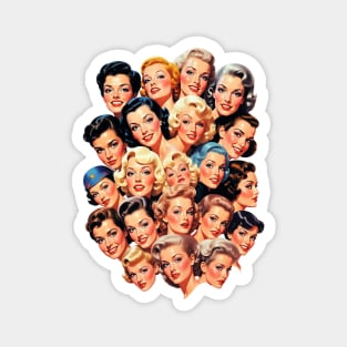 The Golden Age Crowd A Classic Hollywood Collage of Pinup Faces and Vintage Glamour Magnet