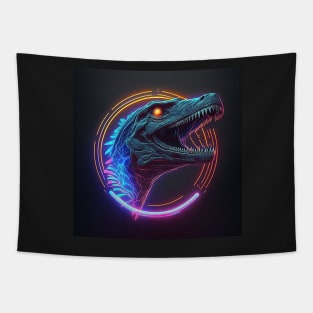 Neon Velociraptor Tapestry