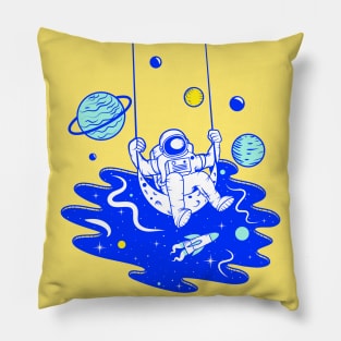 Astronaut Sits In The Moon Pillow