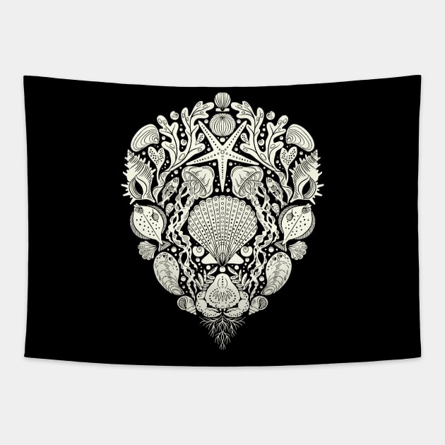 Deep Sea Damask Tapestry by Rebelform