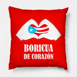 Puerto Rico Flag Heart Hands Boricua de Corazon Pillow