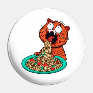 Cat eating spaghetti meme Pin