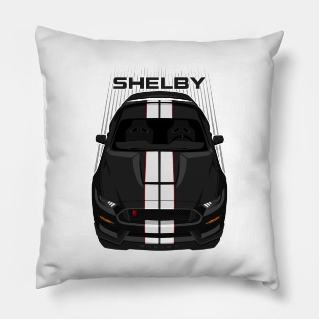 Ford Mustang Shelby GT350R 2015 - 2020 - Black - White Stripes Pillow by V8social