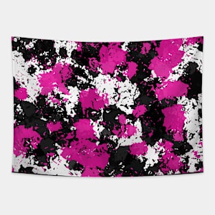 Black, Pink and White Splats Tapestry