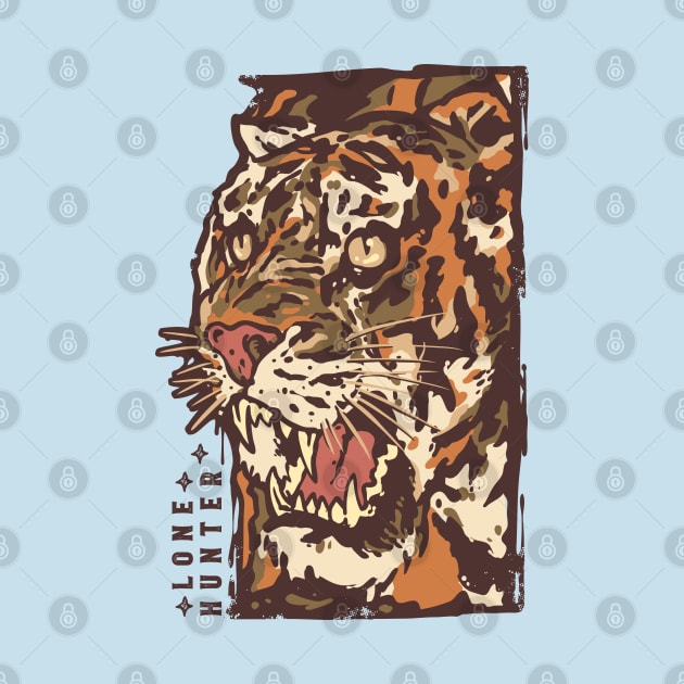 Tiger Vintage Hand Drawn by Mako Design 