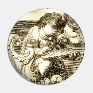 Cherub writing Antique Engraving Pin