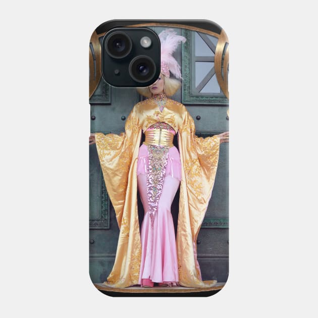 burlesque glamour with classy vintage showgirl Xarah in gold pink Phone Case by designsbyxarah