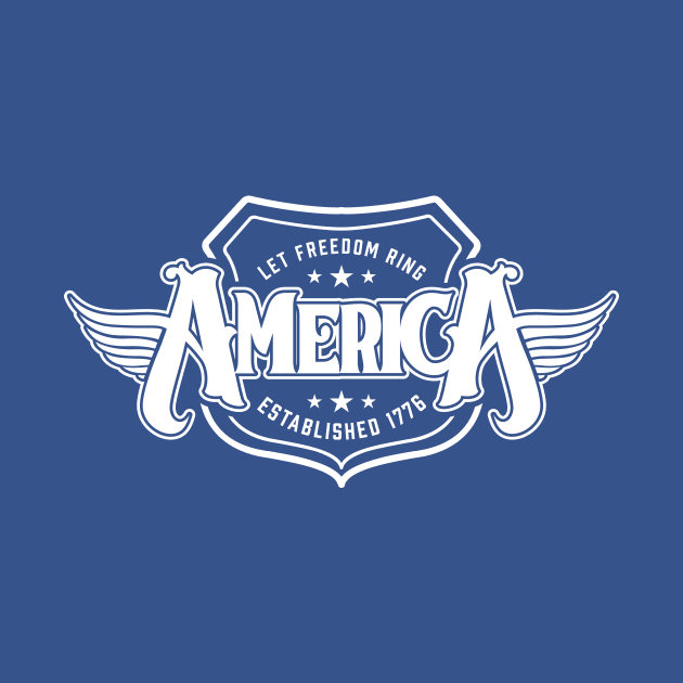 America - Shield Design (White on Blue) by jepegdesign