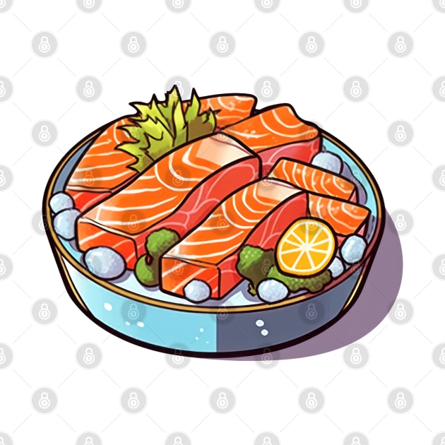 Savoring every bite of this delicious Japanese salmon fillet sashimi on ice by Pixel Poetry