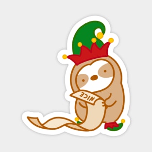 Cute Christmas Nice Elf Sloth Magnet