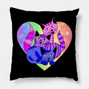 Three Bi Kitties Pillow