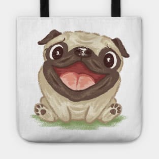 Happy pug dog Tote