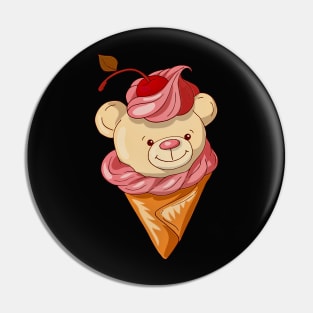 Bear in Ice cream Cone Pin