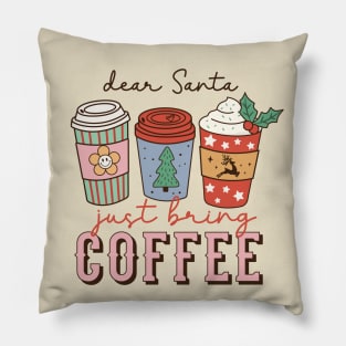 Funny Retro Dear Santa Coffee Holiday Christmas Pillow