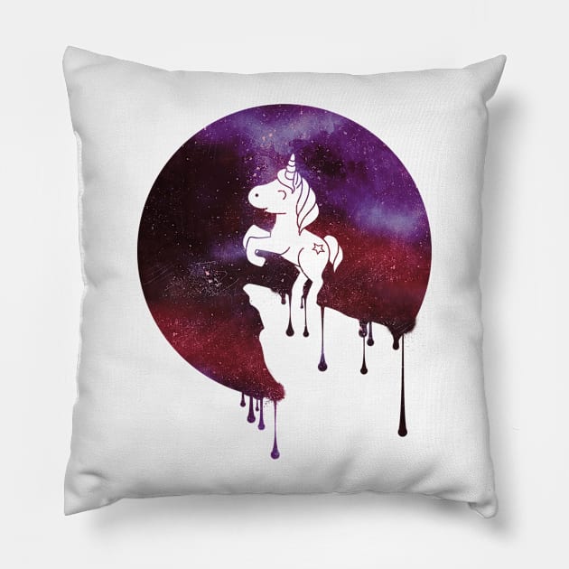 Sweet Unicorn Fullmoon Watercolor Galaxy Universe Stardust Milkstreet Stars Gift Pillow by Cheesybee