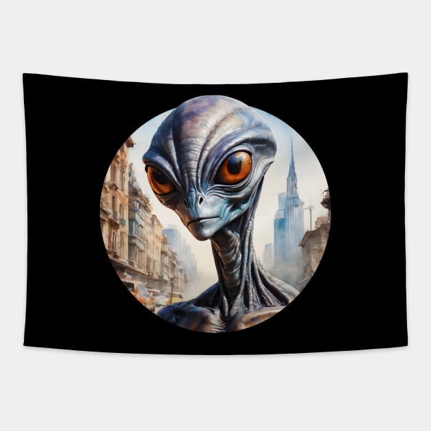 Alien in the City Tapestry by roswellboutique