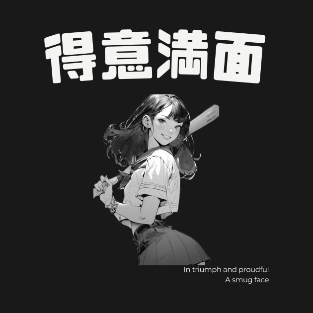 Japanese Kanji Art "Proudful" Schoolgirl with Baseball Bat by Jamfish